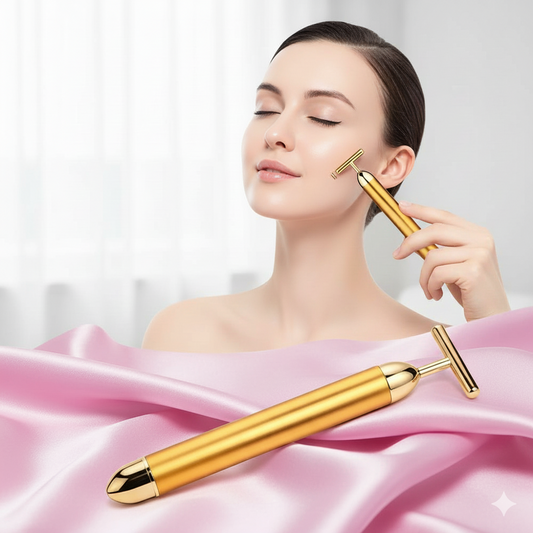 24K Gold Energy Beauty Bar Electric Facial Massage Roller